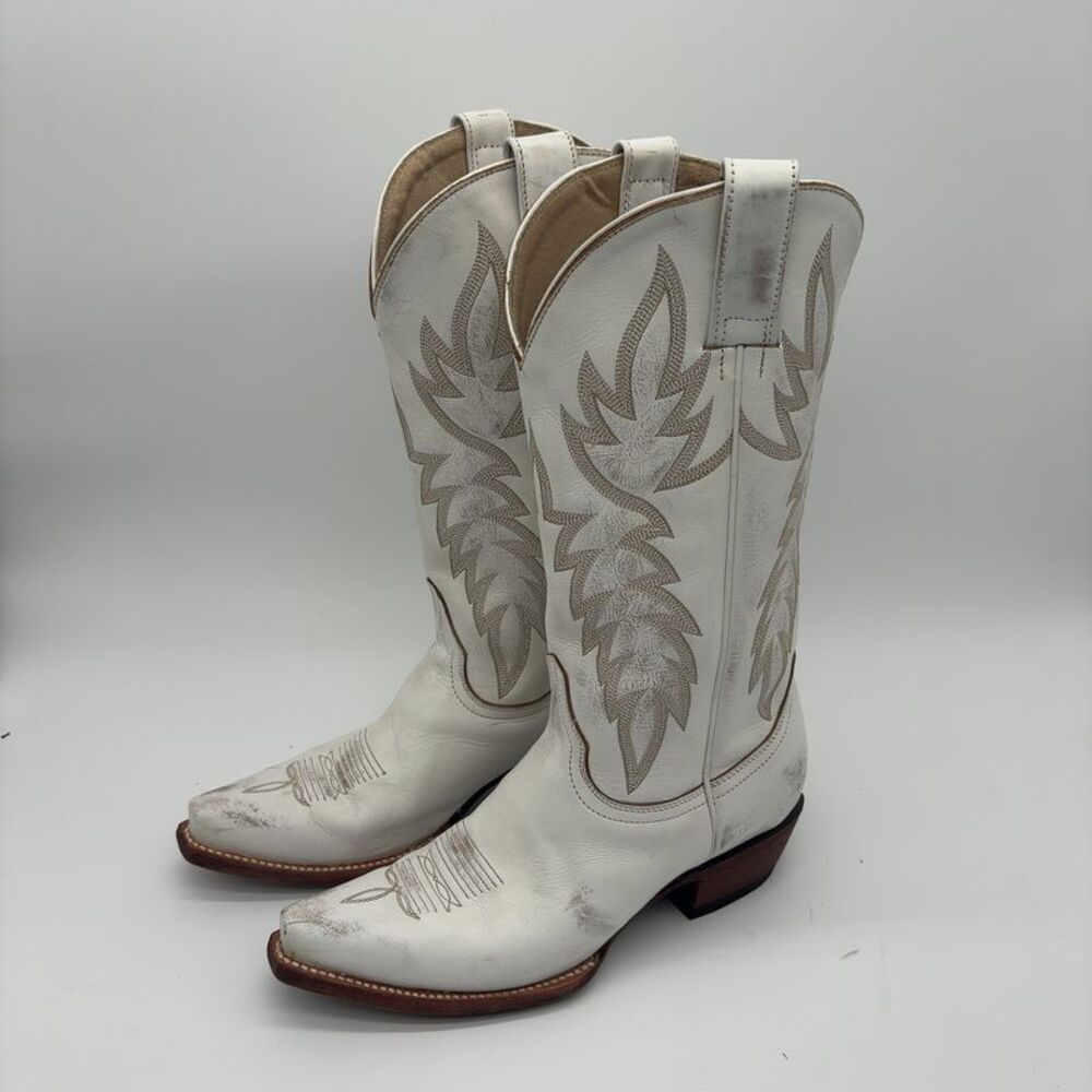 Idyllwind White Leather Western Heeled Cowboy Boots- Snip toe - Picture 3 of 7